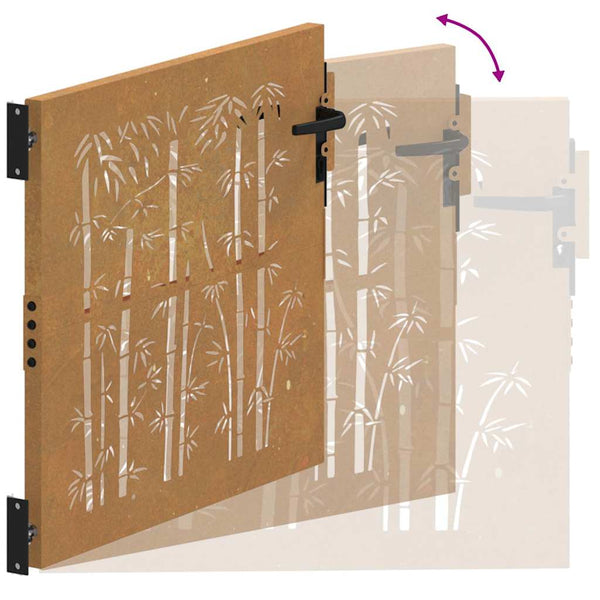 Gartentor 85x100 cm Cortenstahl Bambus-Design