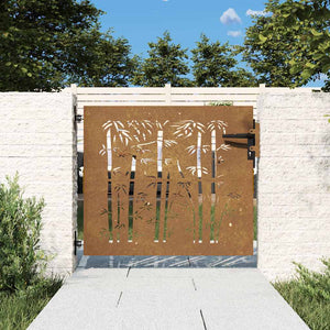 Gartentor 85x100 cm Cortenstahl Bambus-Design