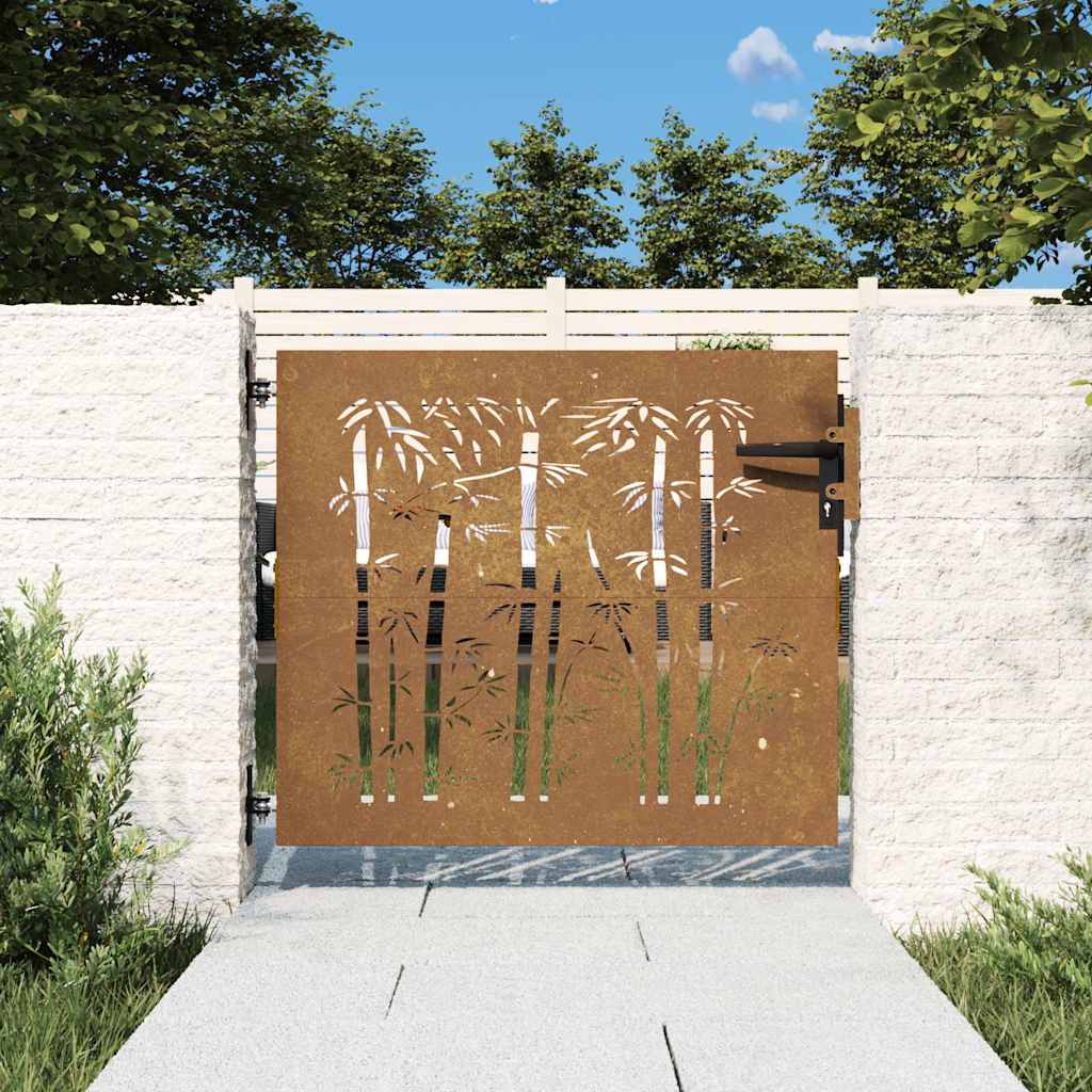 Gartentor 85x100 cm Cortenstahl Bambus-Design