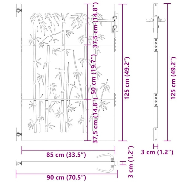 Gartentor 85x125 cm Cortenstahl Bambus-Design