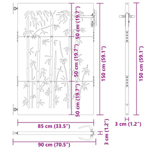 Gartentor 85x150 cm Cortenstahl Bambus-Design