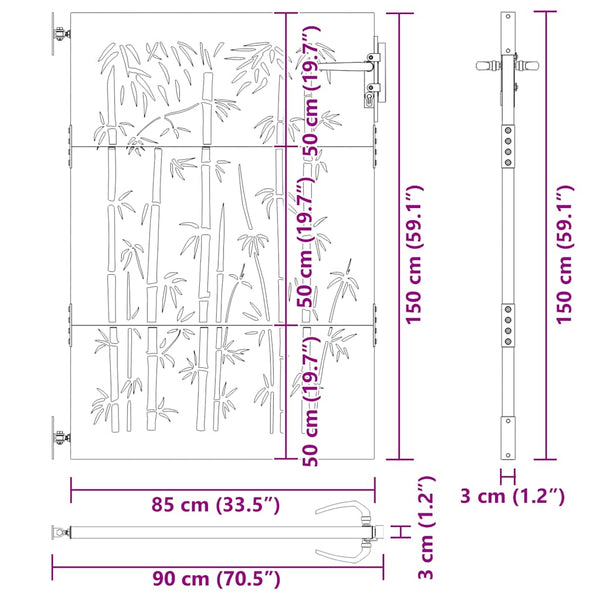 Gartentor 85x150 cm Cortenstahl Bambus-Design