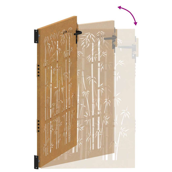 Gartentor 85x150 cm Cortenstahl Bambus-Design
