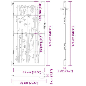 Gartentor 85x175 cm Cortenstahl Bambus-Design