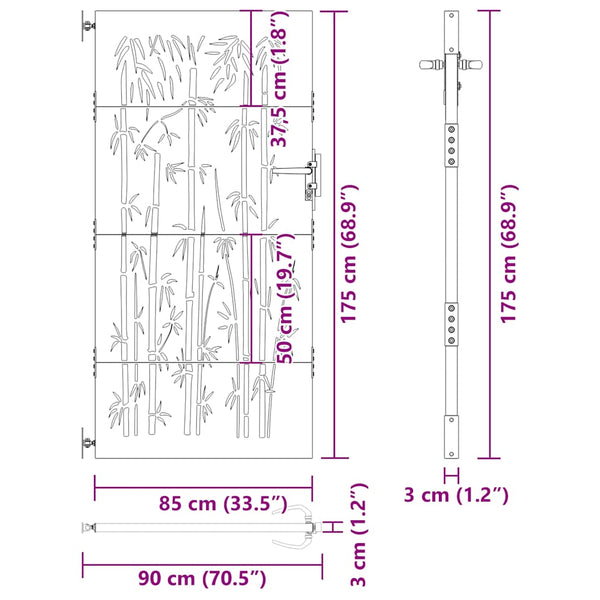 Gartentor 85x175 cm Cortenstahl Bambus-Design