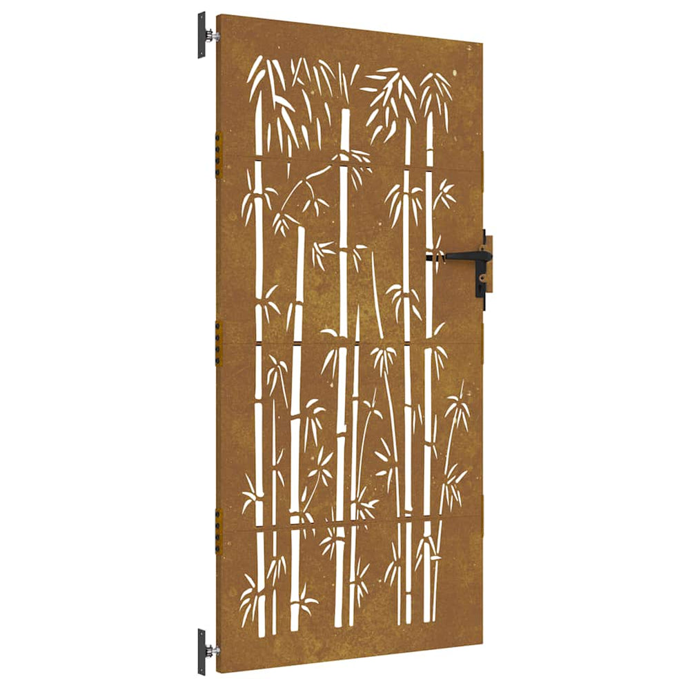 vidaXL Portillon de jardin 85x200 cm Acier Corten Motif Bambou
