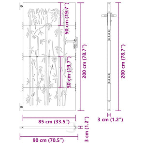 Gartentor 85x200 cm Cortenstahl Bambus-Design