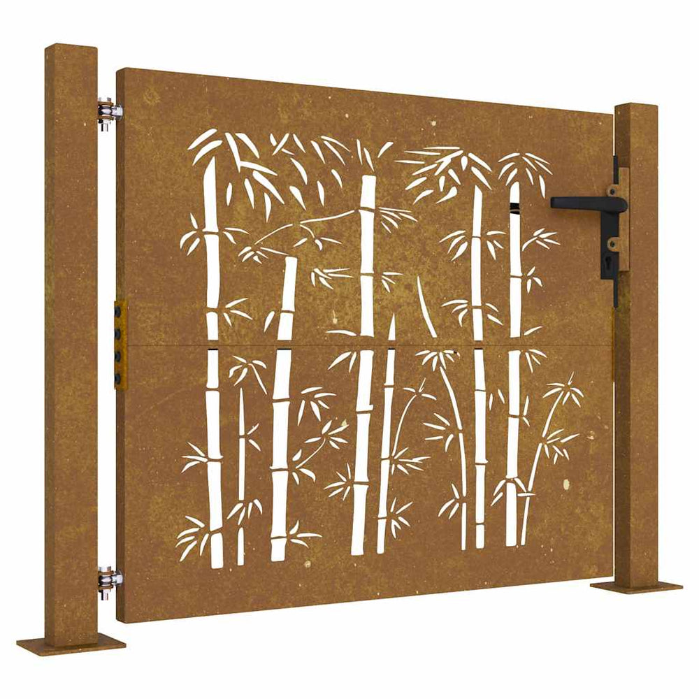 vidaXL Portillon de jardin 100x75 cm Acier corten Motif bambou