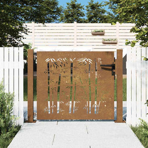 Gartentor 100x75 cm Cortenstahl Bambus-Design
