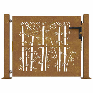 Gartentor 100x100 cm Cortenstahl Bambus-Design