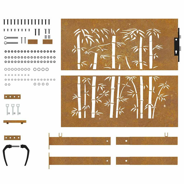 Gartentor 100x100 cm Cortenstahl Bambus-Design