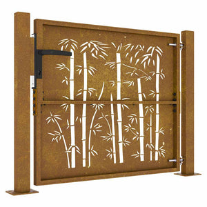 Gartentor 100x100 cm Cortenstahl Bambus-Design