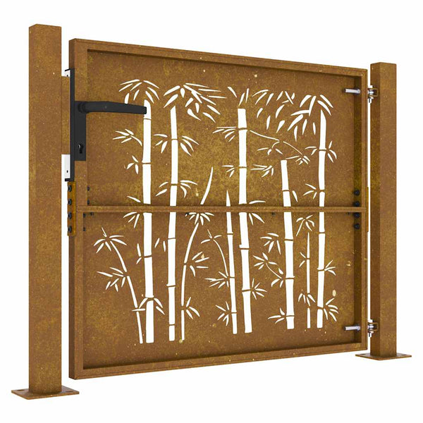Gartentor 100x100 cm Cortenstahl Bambus-Design