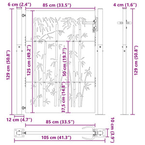Gartentor 100x125 cm Cortenstahl Bambus-Design
