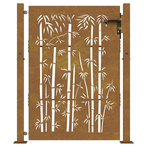 Gartentor 100x125 cm Cortenstahl Bambus-Design