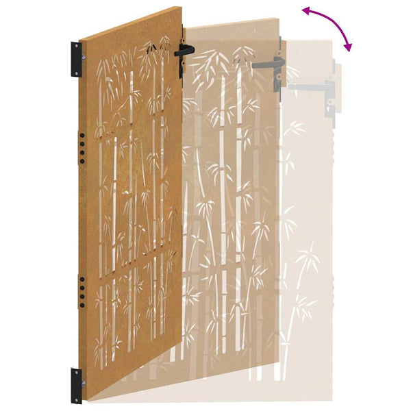 Gartentor 100x125 cm Cortenstahl Bambus-Design
