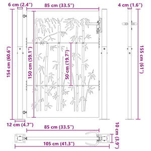Gartentor 100x150 cm Cortenstahl Bambus-Design