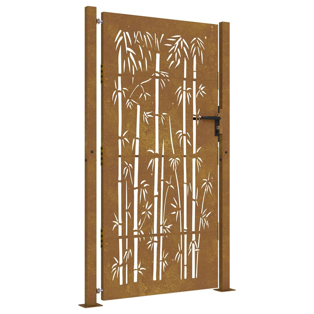 vidaXL Portillon de jardin 100x200 cm Acier Corten Design Bambou