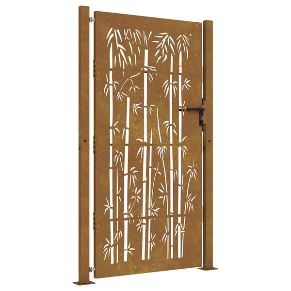 Gartentor 100x200 cm Cortenstahl Bambus-Design