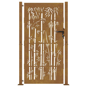 Gartentor 100x200 cm Cortenstahl Bambus-Design