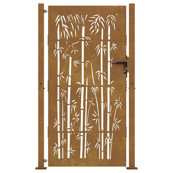 Gartentor 100x200 cm Cortenstahl Bambus-Design