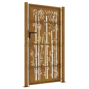 Gartentor 100x200 cm Cortenstahl Bambus-Design