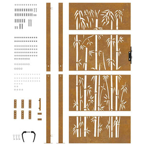 Gartentor 100x200 cm Cortenstahl Bambus-Design