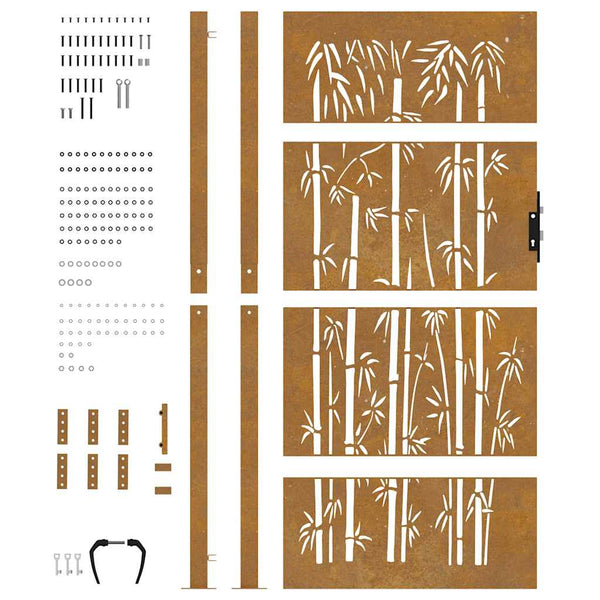 Gartentor 100x200 cm Cortenstahl Bambus-Design