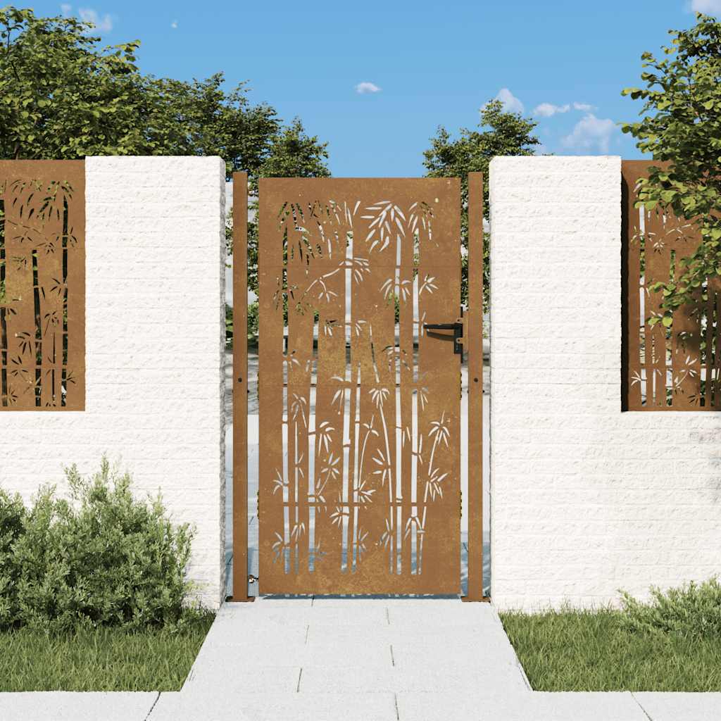 Gartentor 100x200 cm Cortenstahl Bambus-Design