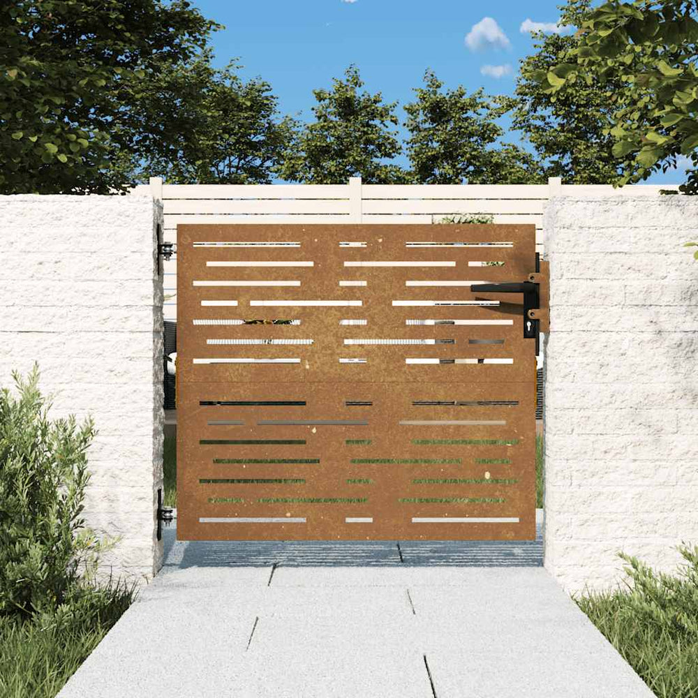 vidaXL Portail de jardin 85x100 cm Acier Corten Design carré
