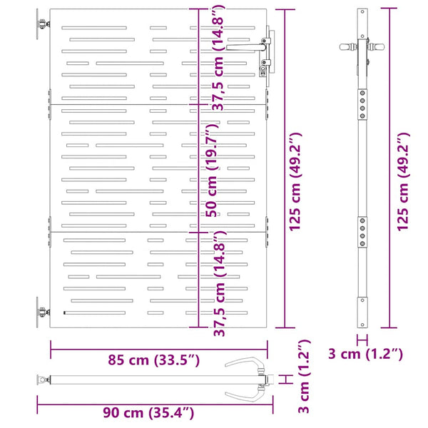 Gartentor 85x125 cm Cortenstahl Quadratisches Design