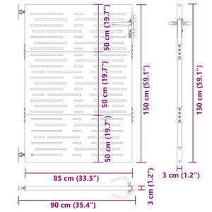 Gartentor 85x150 cm Cortenstahl Quadratisches Design