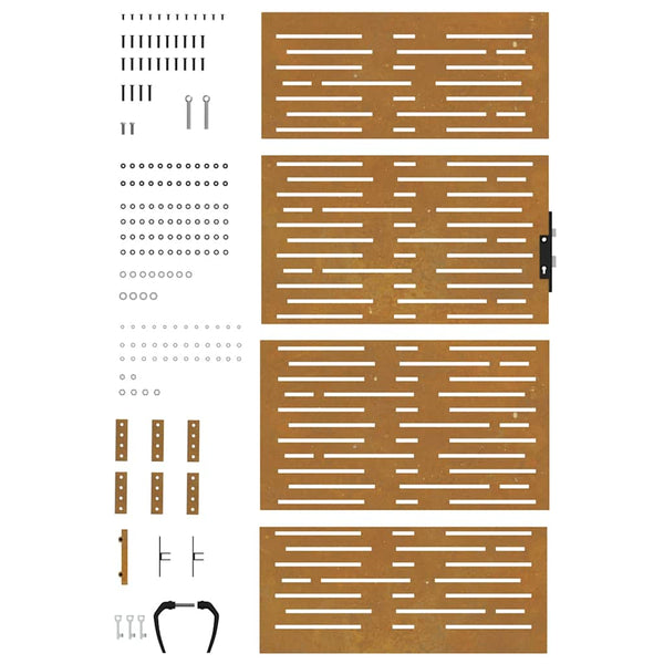 Gartentor 85x175 cm Cortenstahl Quadratisches Design