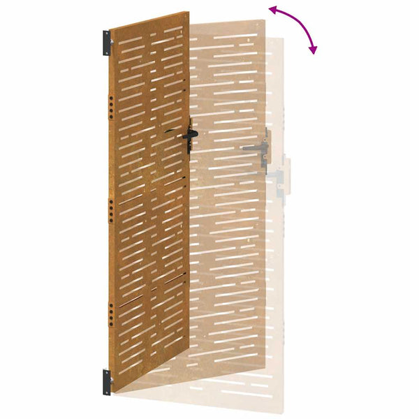 Gartentor 85x200 cm Cortenstahl Quadratisches Design
