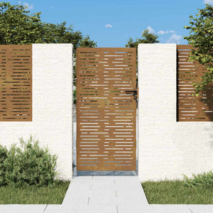 Gartentor 85x200 cm Cortenstahl Quadratisches Design