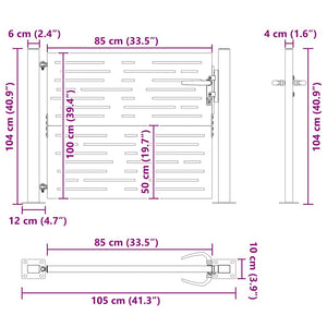 Gartentor 100x100 cm Cortenstahl Quadratisches Design