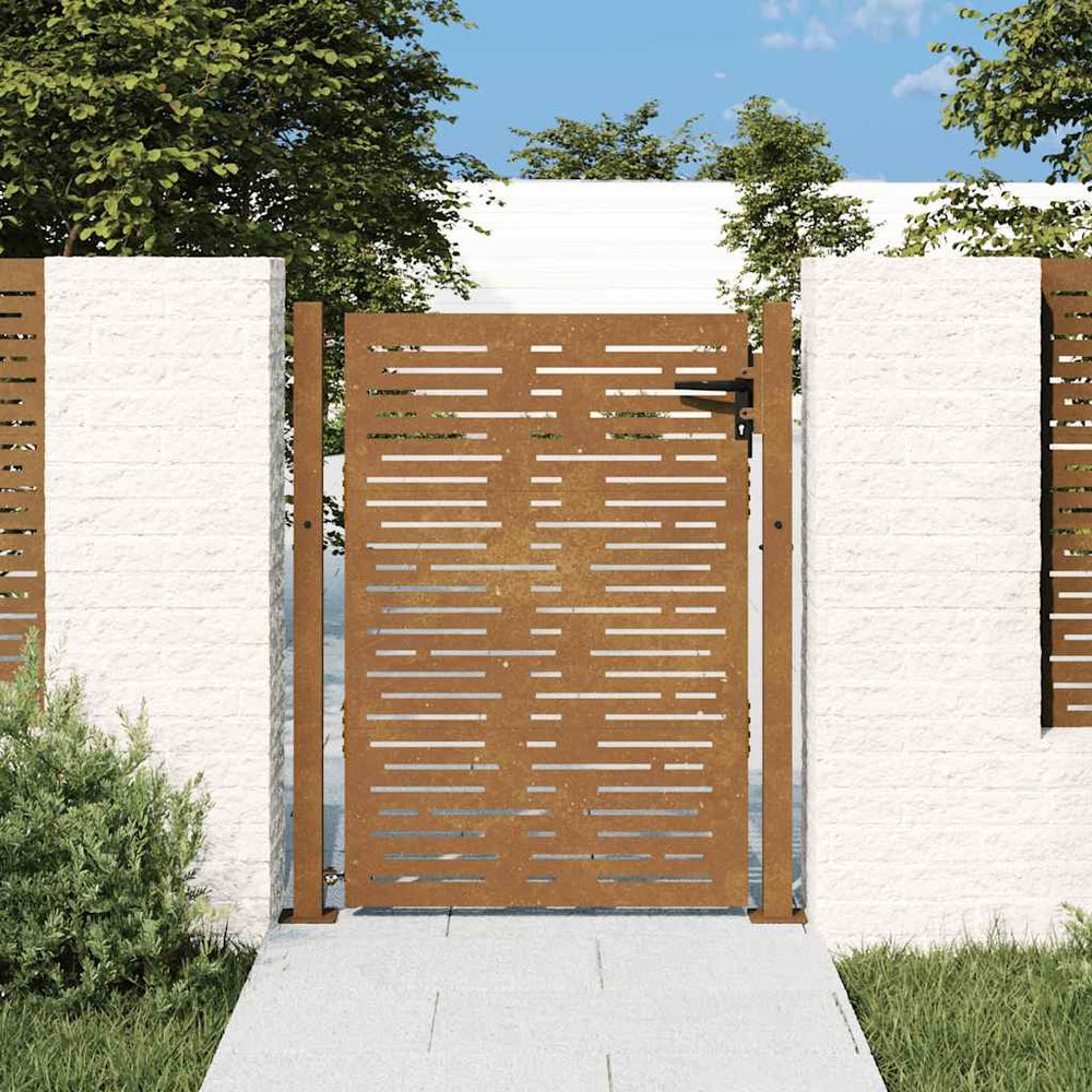 vidaXL Portail de jardin 100x125 cm en acier Corten, design carré