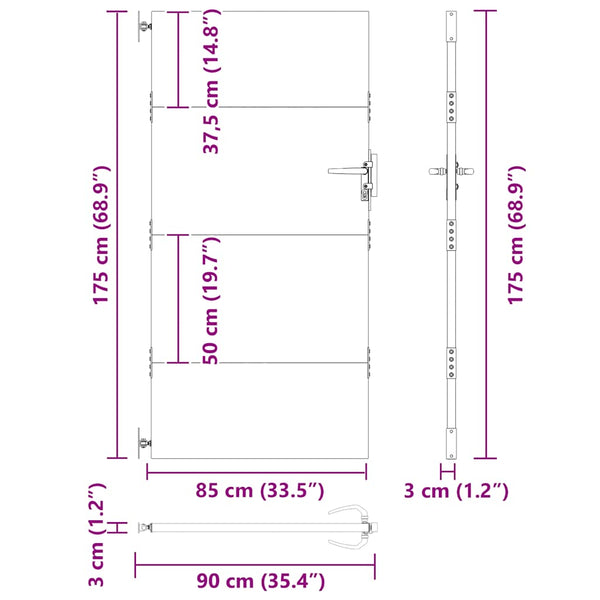 Gartentor 85x175 cm Cortenstahl