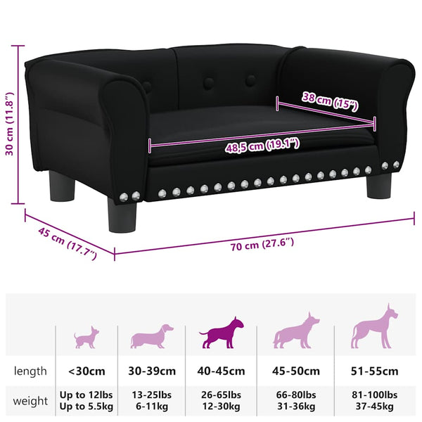 Hundebett Schwarz 70x45x30 cm Kunstleder