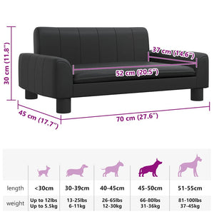 Hundebett Schwarz 70x45x30 cm Kunstleder