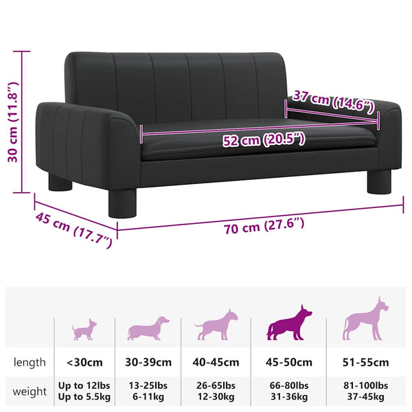 Hundebett Schwarz 70x45x30 cm Kunstleder