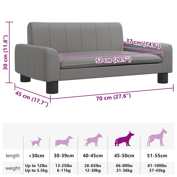 Hundebett Grau 70x45x30 cm Kunstleder