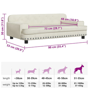 Hundebett Creme 90x53x30 cm Samt