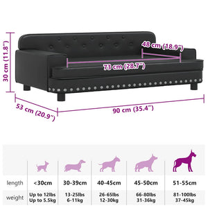 Hundebett Schwarz 90x53x30 cm Kunstleder