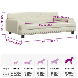 Hundebett Creme 90x53x30 cm Kunstleder