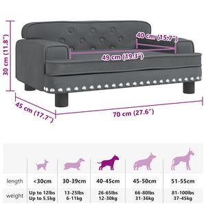 Hundebett Dunkelgrau 70x45x30 cm Samt