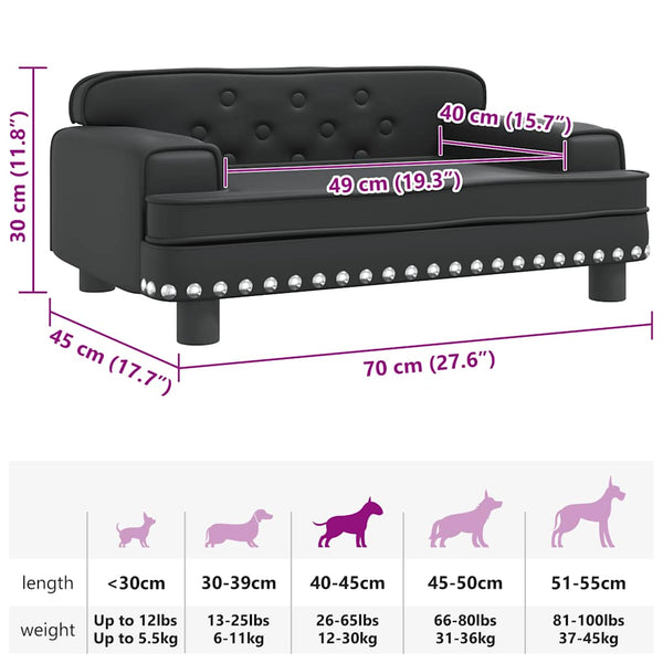 Hundebett Schwarz 70x45x30 cm Kunstleder