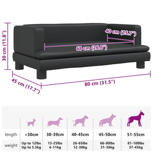 Hundebett Schwarz 80x45x30 cm Kunstleder