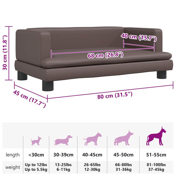 Hundebett Braun 80x45x30 cm Kunstleder