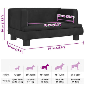 Hundebett Schwarz 60x40x30 cm Samt